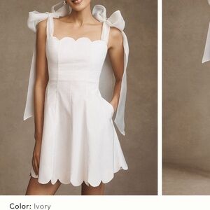 BHLDN Ivory Scalloped Mini Dress